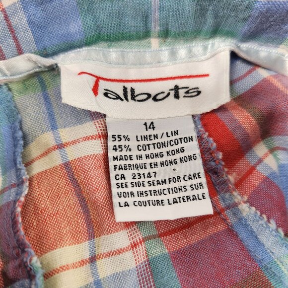 Talbots Shorts Womens Size 14 Multicolor Linen-Cotton Blend Plaid Lightweight - Picture 7 of 16